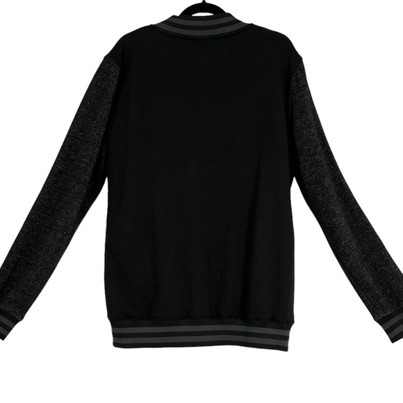 MARVEL Men's Varsity Jacket The Punisher Snap Button Skull Black Gray Size L - Picture 2 of 7